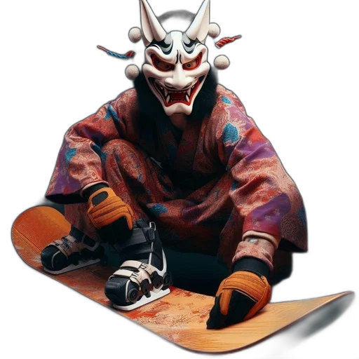 mask, creature, jacket, staff transparent PNG cut-out