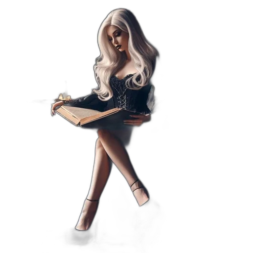 dress, hair, shoes, staff transparent PNG cut-out