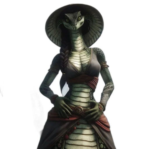 dress, hat, staff, dragon transparent PNG cut-out