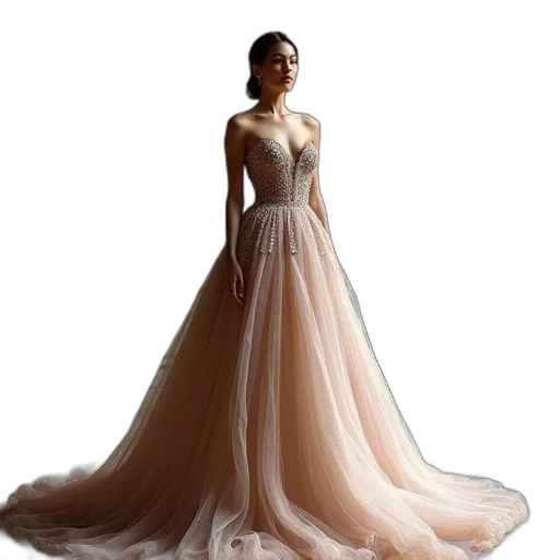 dress, jewelry, photorealistic, 3d render transparent PNG cut-out