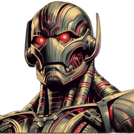 robot, mask, face, comic book art transparent PNG cut-out