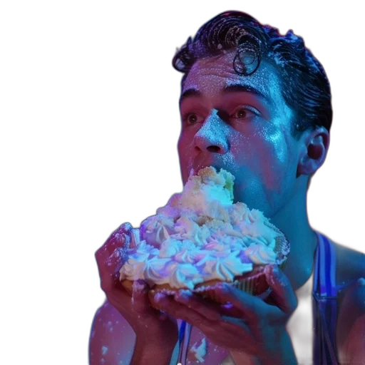 food, face, vaporwave, neon lights transparent PNG cut-out