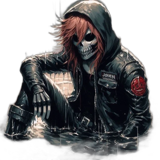 jacket, face, mask, weapon transparent PNG cut-out