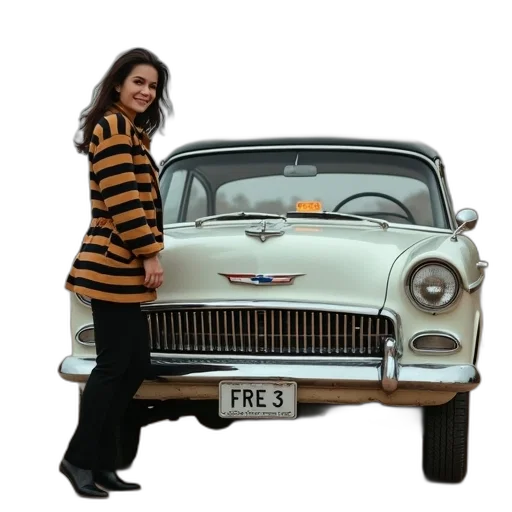car, vintage, white, body transparent PNG cut-out