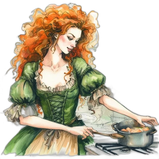 food, dress, watercolor, fantasy art transparent PNG cut-out