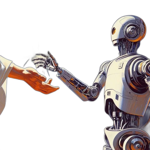 robot, concept art, intimate, interaction transparent PNG cut-out