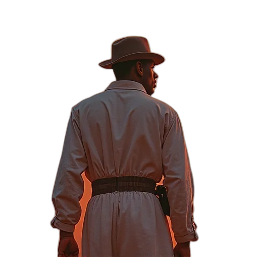 jacket, staff, hat, weapon transparent PNG cut-out