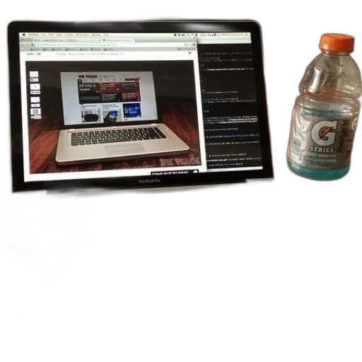 bottle, laptop, gatorade, side transparent PNG cut-out