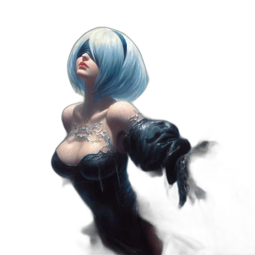 dress, creature, hair, mask transparent PNG cut-out