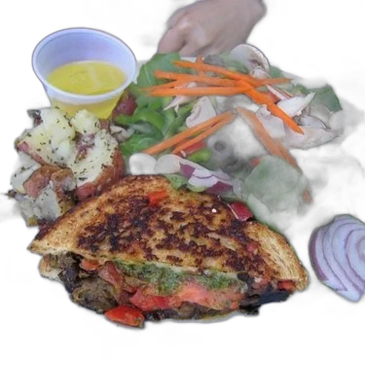 food, photorealistic, plate, sandwich transparent PNG cut-out