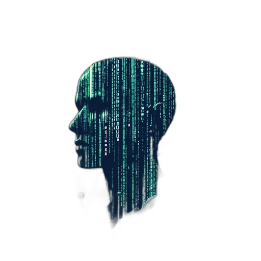 robot, face, cyberpunk, pixel art transparent PNG cut-out