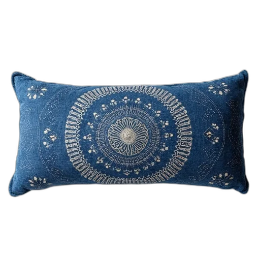 blue, bolster, pillow, medallion transparent PNG cut-out