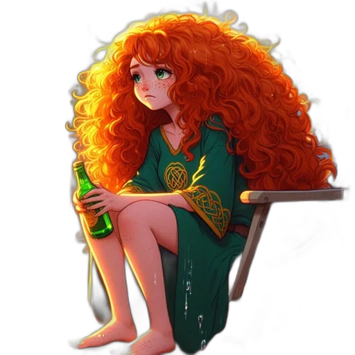 dress, crown, hair, staff transparent PNG cut-out