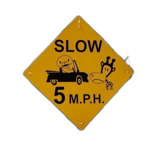 car, yellow, diamond-shaped, sign transparent PNG cut-out