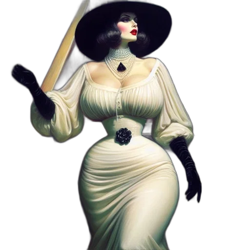 dress, hat, staff, concept art transparent PNG cut-out