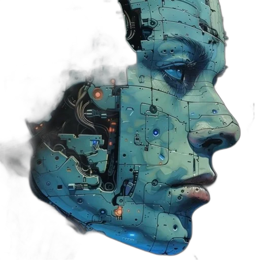 face, robot, mask, cyberpunk transparent PNG cut-out