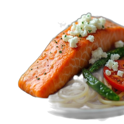 food, photorealistic, 3d render, salmon transparent PNG cut-out