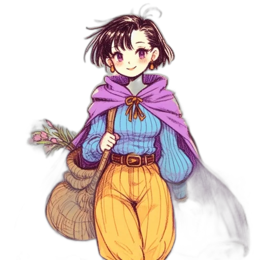 flower, staff, jacket, watercolor transparent PNG cut-out