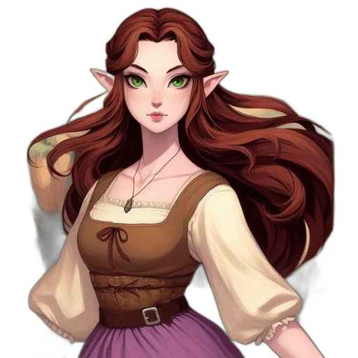 dress, staff, face, fantasy art transparent PNG cut-out