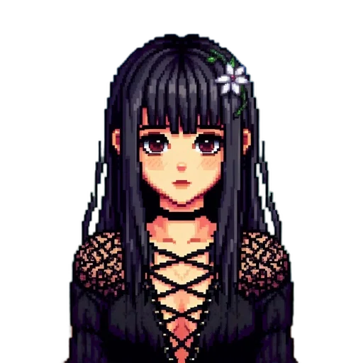 dress, flower, hair, creature transparent PNG cut-out