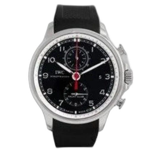 sleek, black-dial, iwc, watch transparent PNG cut-out