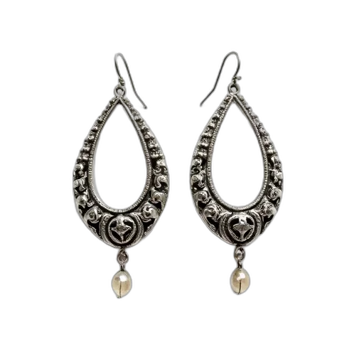jewelry, pair, ornate, silver-colored transparent PNG cut-out