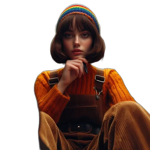 jacket, hat, face, dress transparent PNG cut-out