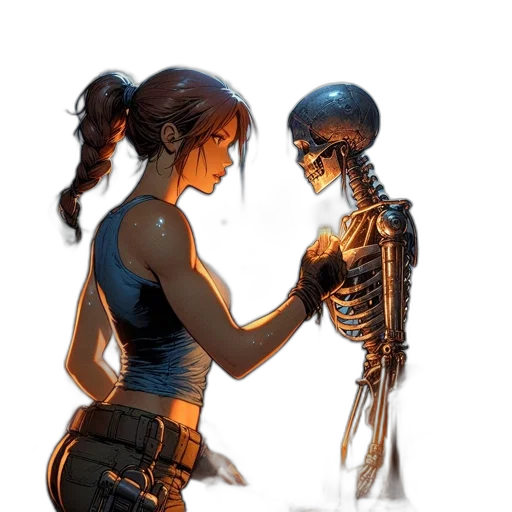 robot, concept art, cyberpunk, comic book art transparent PNG cut-out