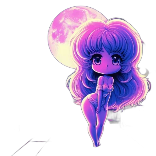 hair, creature, vaporwave, concept art transparent PNG cut-out