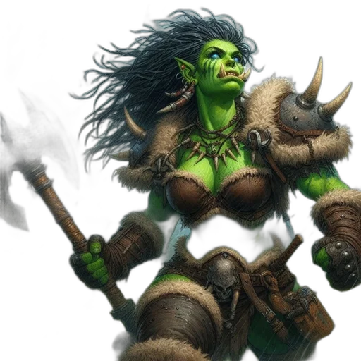 fantasy art, concept art, green, green-skinned transparent PNG cut-out
