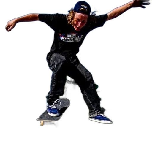 staff, creature, photorealistic, skateboarder transparent PNG cut-out