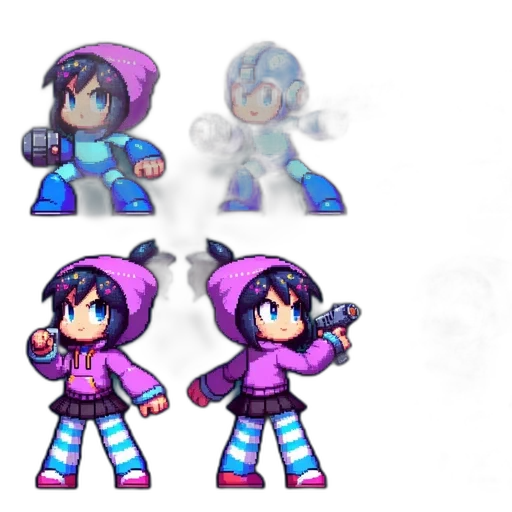 concept art, pixel art, 3d render, vaporwave transparent PNG cut-out