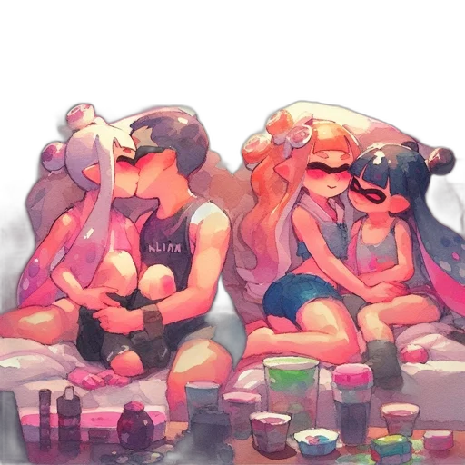 watercolor, concept art, anime, vaporwave transparent PNG cut-out