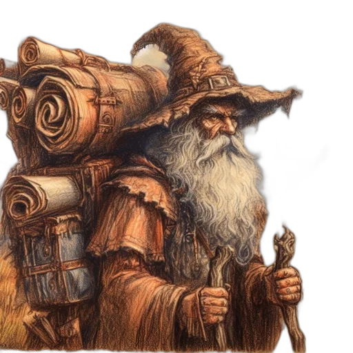 staff, hat, weapon, robot transparent PNG cut-out