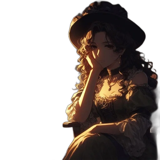 dress, crown, face, staff transparent PNG cut-out