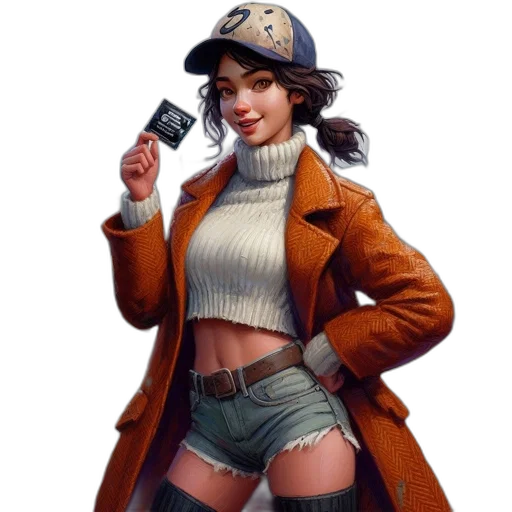 jacket, hat, weapon, staff transparent PNG cut-out
