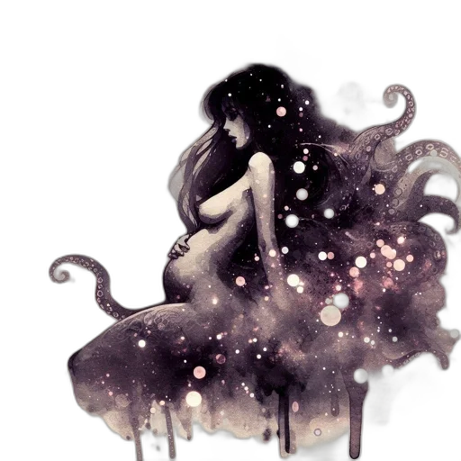 creature, dress, hair, dragon transparent PNG cut-out