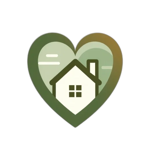 green, earth tones, house, heart transparent PNG cut-out