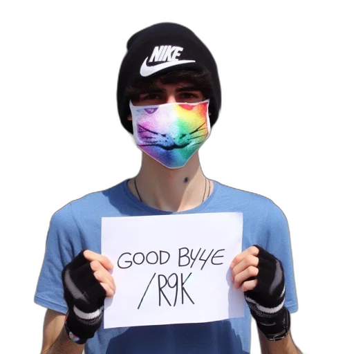 mask, individual, wears, nike transparent PNG cut-out