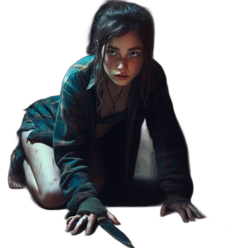 jacket, face, creature, weapon transparent PNG cut-out