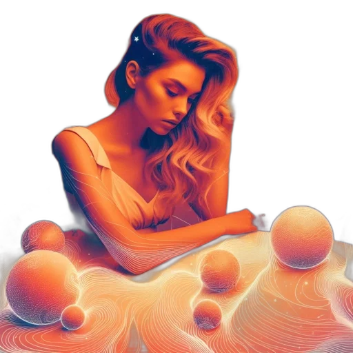 hair, dress, jewelry, oil painting transparent PNG cut-out