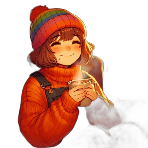 hat, jacket, staff, face transparent PNG cut-out