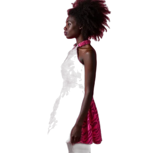 dress, hair, jacket, staff transparent PNG cut-out
