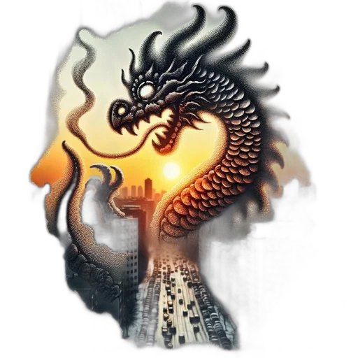 dragon, hair, staff, creature transparent PNG cut-out