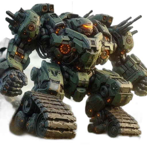 robot, weapon, concept art, 3d render transparent PNG cut-out
