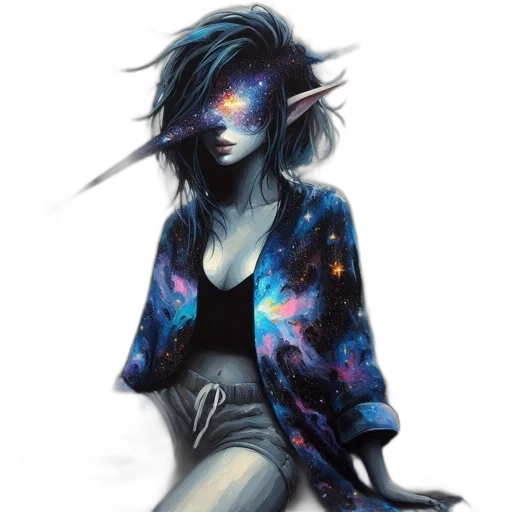 dress, jacket, staff, fantasy art transparent PNG cut-out