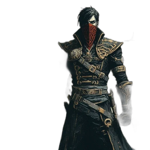 mask, jacket, staff, sword transparent PNG cut-out