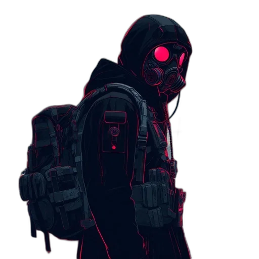 jacket, mask, robot, weapon transparent PNG cut-out