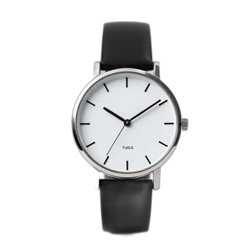 monochrome, black, wristwatch, silver transparent PNG cut-out