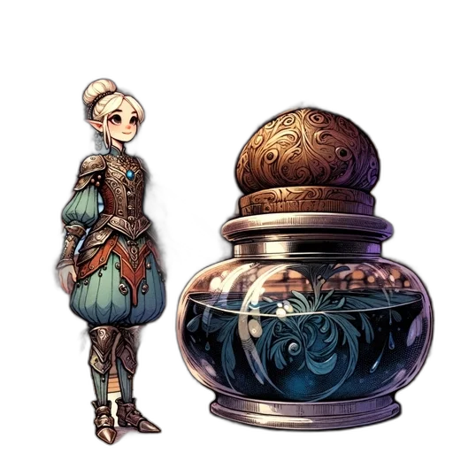 dress, staff, bottle, crown transparent PNG cut-out